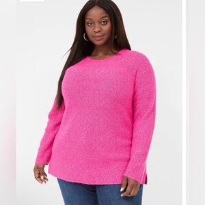 🆕 Lane Bryant Hot Pink Crewneck Sweater NWT